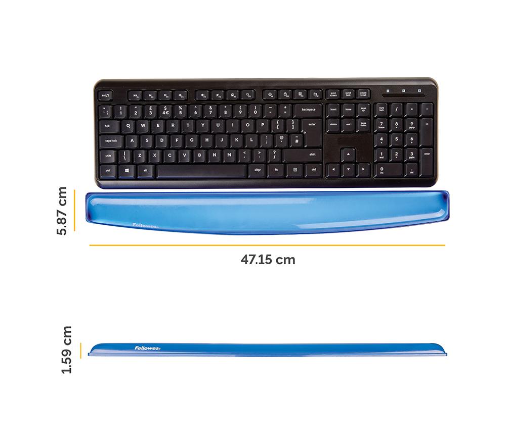 FELLOWES Crystal Gel Keyboard Wrist Rest - Blue image number 3 of 5