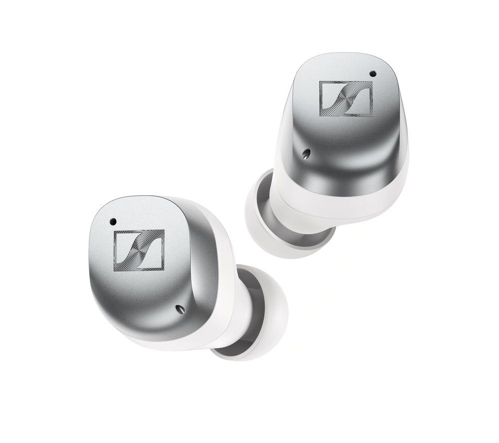 Sennheiser MOMENTUM True In Ear Wireless 4 (New 2024) Smart Earbuds with Bluetooth 5.4, Crystal-Clear Sound, Comfortable Design, 30-Hour Battery Life, Adaptive ANC - White Silver