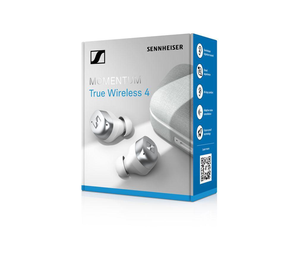 SENNHEISER Momentum MTW4 Wireless Bluetooth Noise-Cancelling Sports Earbuds  - White & Silver