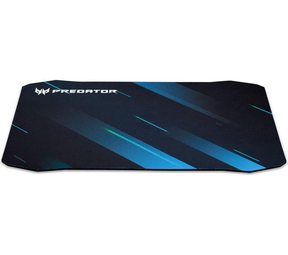 Predator Gaming Mouse Mat M (Low-Friction Fibre Surface, Self-Luminous Predator Logo, Natural Rubber Backing, Easy to Clean) Black/Blue