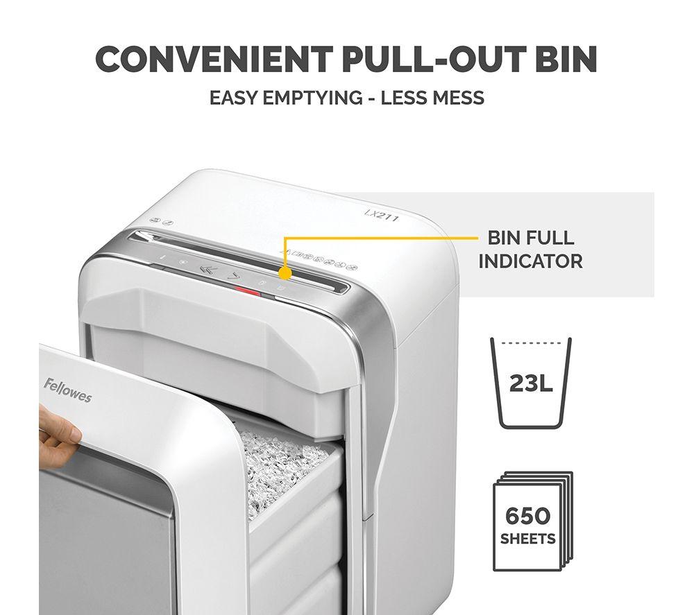 FELLOWES Powershred LX211 Micro Cut Paper Shredder image number 8 of 9