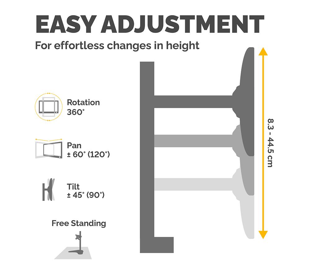 FELLOWES Seasa Single Arm Tilt 32" Monitor Stand image number 4 of 5