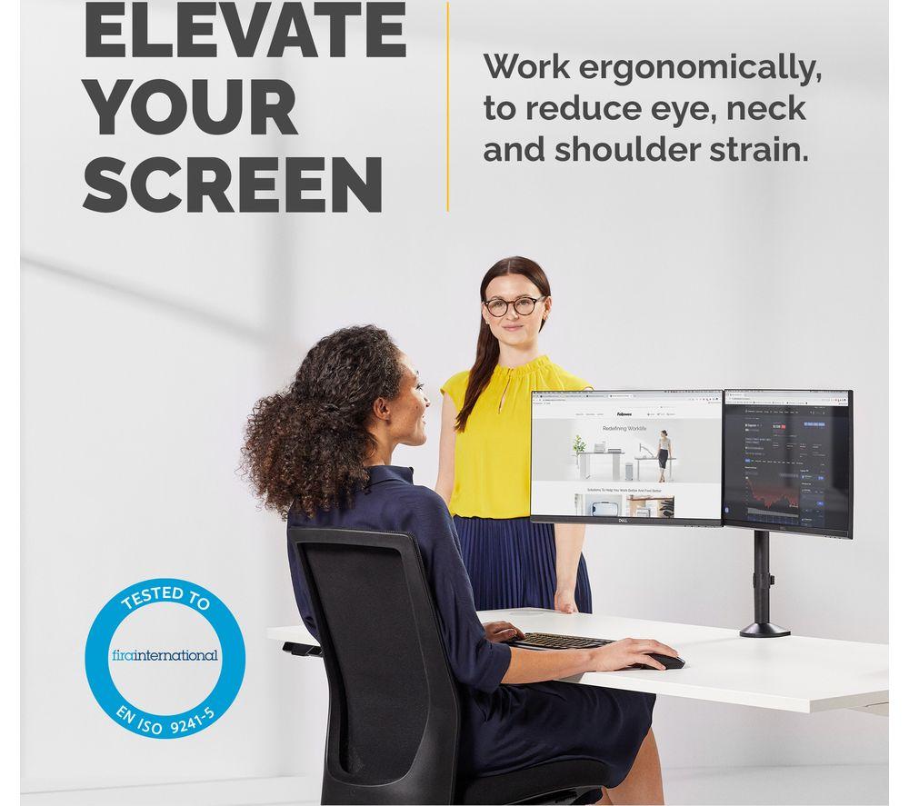 FELLOWES Reflex Dual Arm Tilt & Swivel 27" Monitor Desk Mount image number 2 of 5