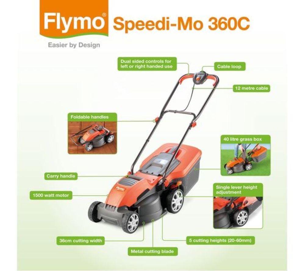 FLYMO Speedi-Mo 360C Rotary Lawn Mower & Contour XT Corded Grass Trimmer Bundle image number 4 of 12