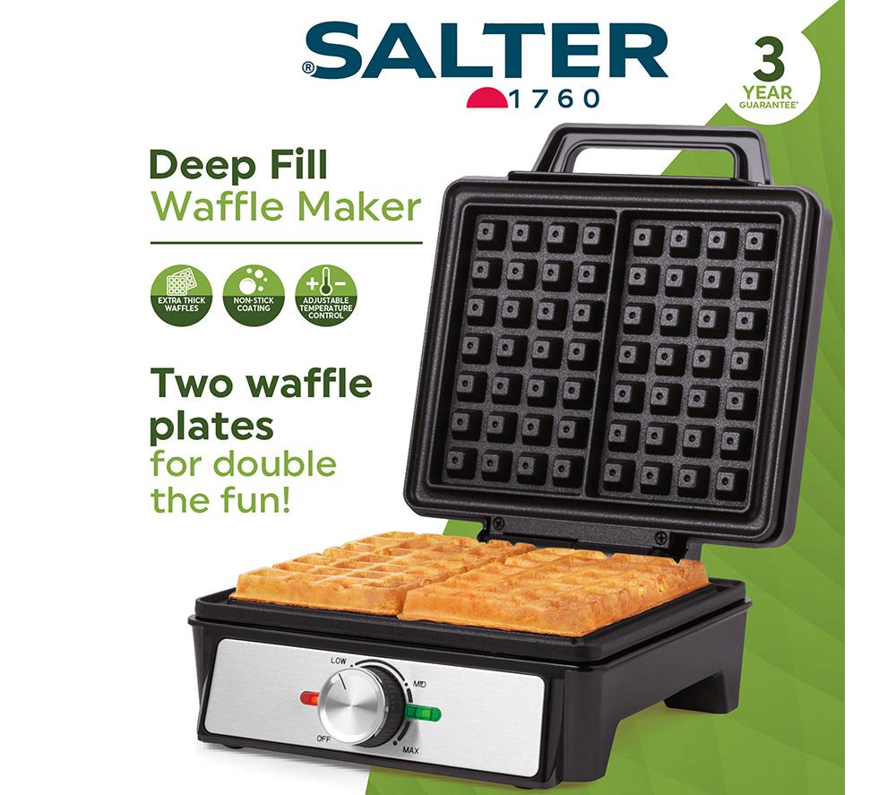 SALTER Deep Fill EK5848 Waffle Maker - Black & Stainless Steel image number 2 of 6