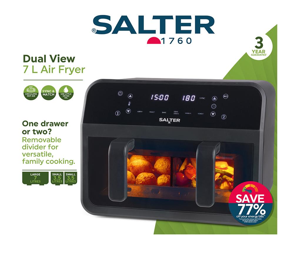 SALTER EK5872 Dual Air Fryer - Black image number 2 of 8