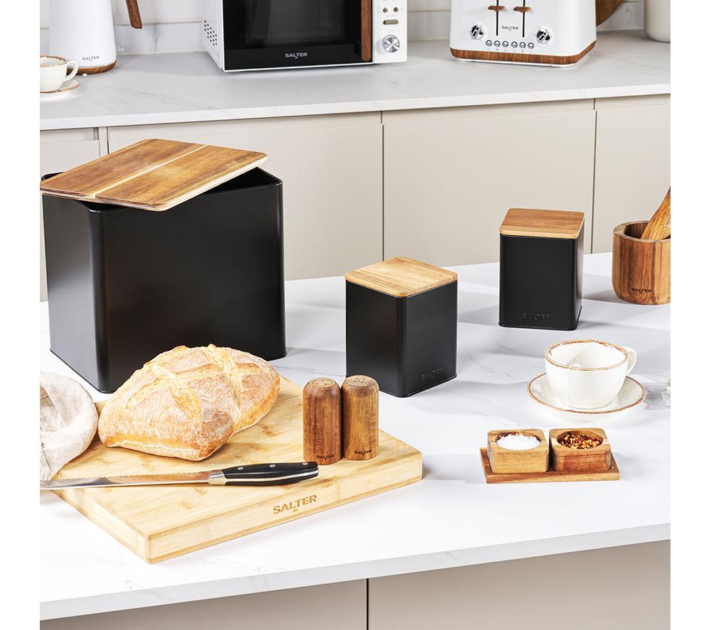 SALTER Toronto BW12900EU7 4-Piece Bread Bin & Canister Set - Black image number 2 of 6