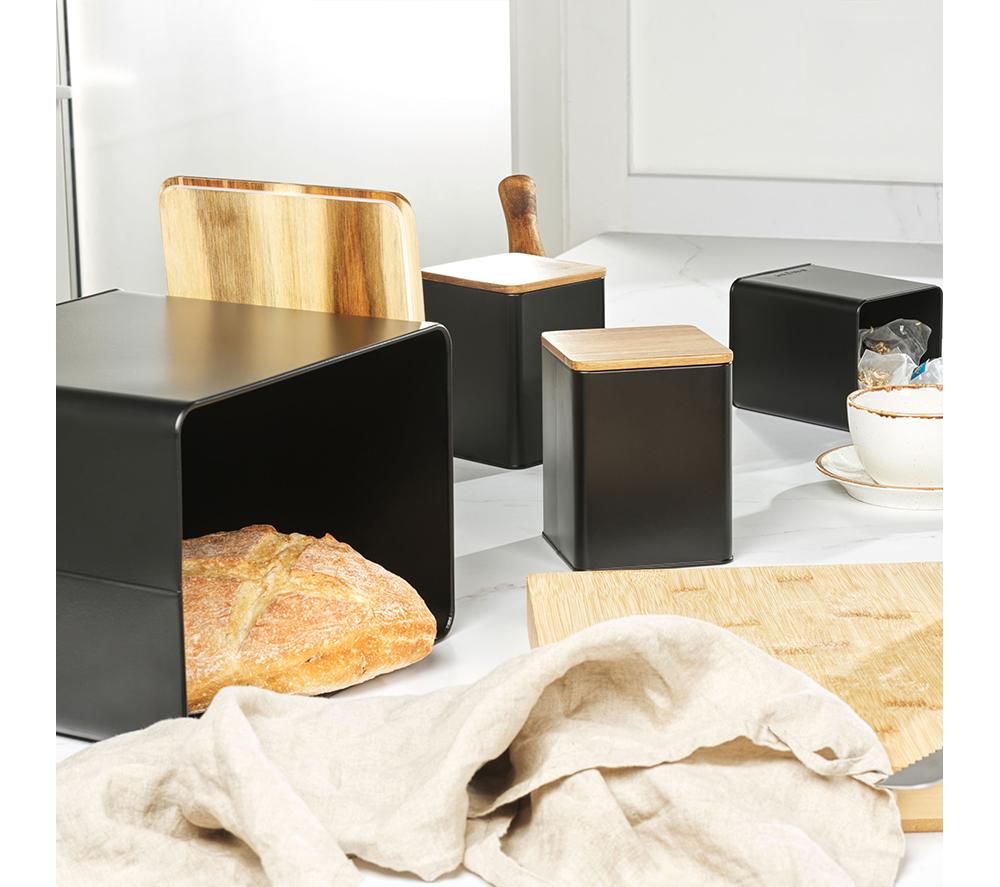 SALTER Toronto BW12900EU7 4-Piece Bread Bin & Canister Set - Black image number 4 of 6
