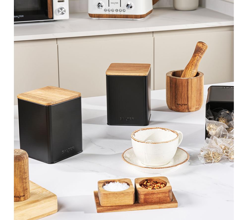 SALTER Toronto BW12900EU7 4-Piece Bread Bin & Canister Set - Black image number 5 of 6