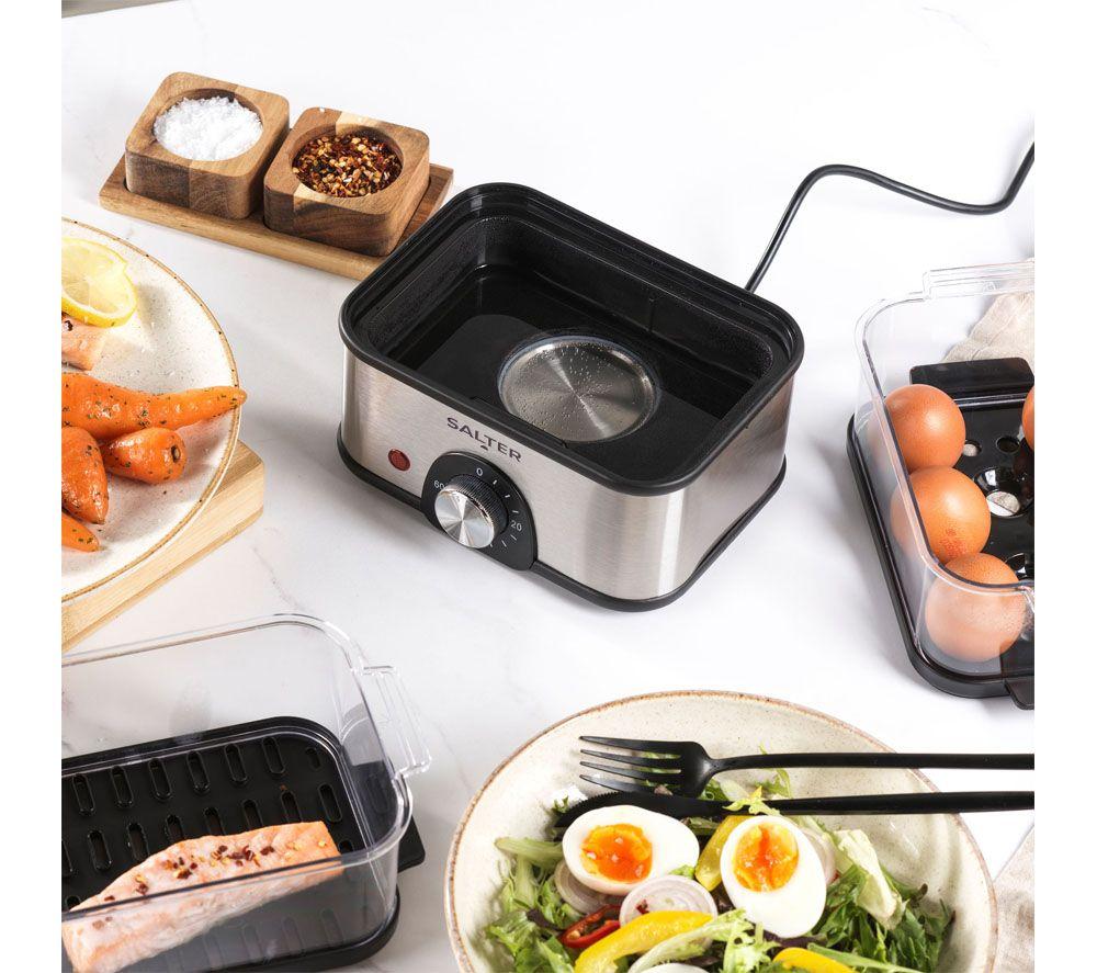 SALTER EK5885 Compact 3-Tier Food Steamer - Stainless Steel & Black image number 3 of 8