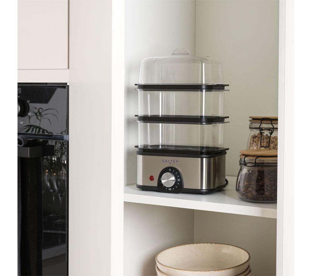 SALTER EK5885 Compact 3-Tier Food Steamer - Stainless Steel & Black image number 6 of 8