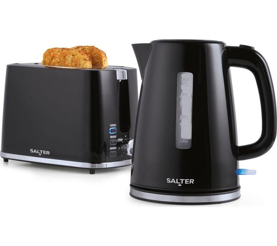 SALTER COMBO-9133 Deco Jug Kettle & 2-Slice Toaster Bundle - Sleek Black