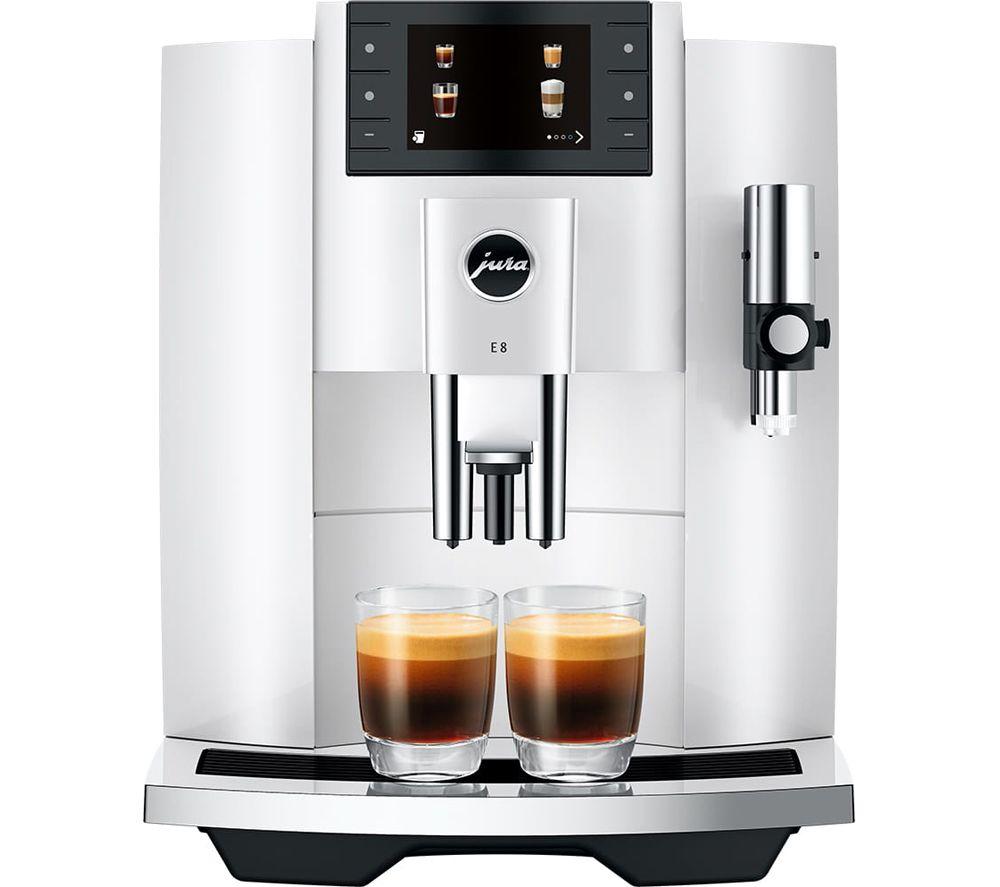 JURA E8 Smart Bean to Cup Coffee Machine - Piano White, White