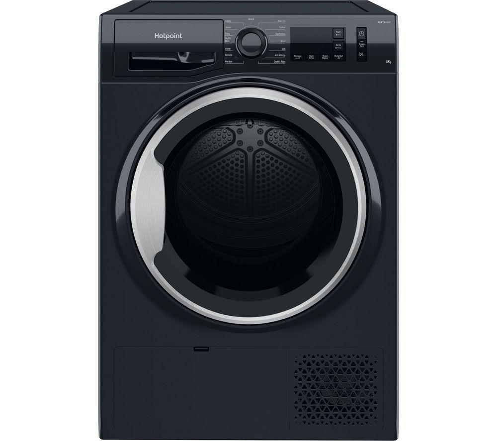 Hotpoint Crease Care NT M11 82BSK UK 8 kg Heat Pump Tumble Dryer – Black, Black