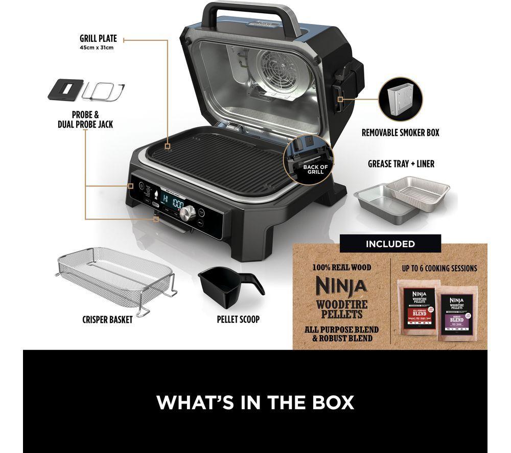 NINJA Woodfire Pro Connect XL OG901UK Outdoor Electric BBQ Grill & Smoker &ndash; Black & Blue image number 5 of 16