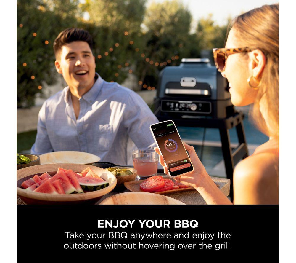 NINJA Woodfire Pro Connect XL OG901UK Outdoor Electric BBQ Grill & Smoker &ndash; Black & Blue image number 12 of 16