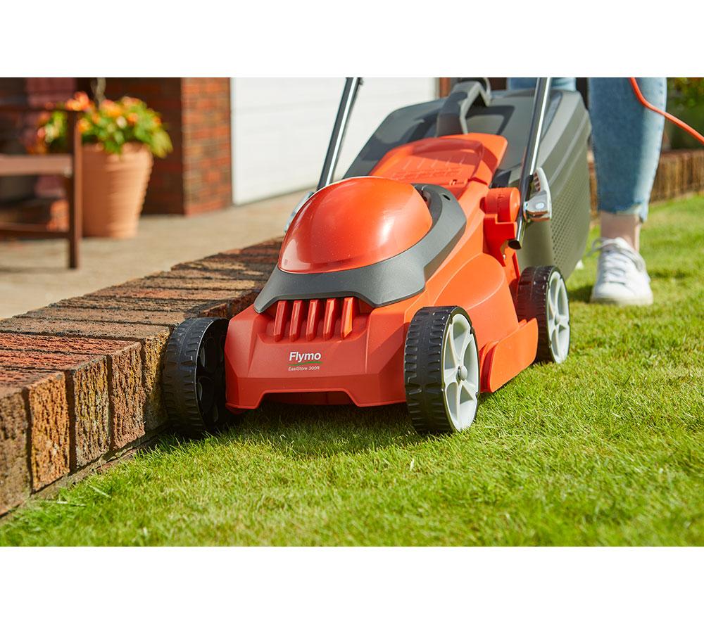 FLYMO EasiStore 300R Corded Rotary Lawn Mower - Orange & Grey image number 8 of 9