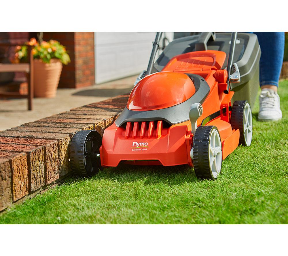 FLYMO EasiStore 340R Corded Rotary Lawn Mower - Orange & Grey image number 11 of 11