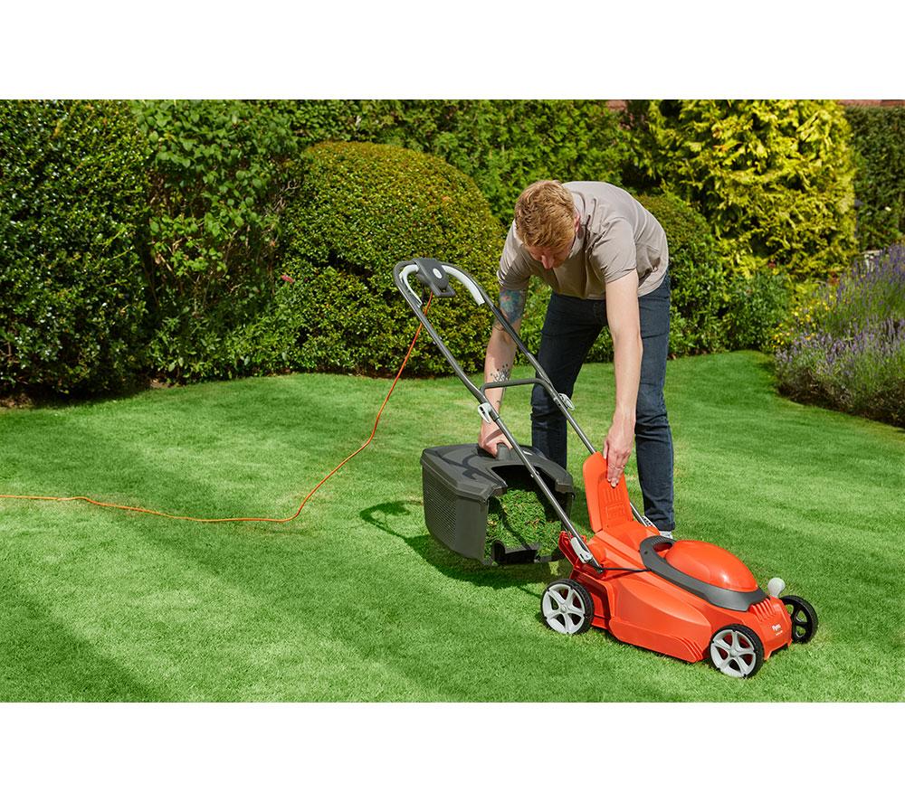 FLYMO EasiStore 380R Corded Rotary Lawn Mower - Orange & Grey image number 14 of 14