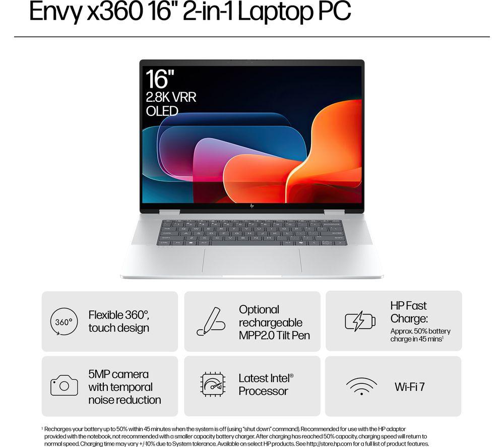 HP ENVY x360 16-ac0500na 16' 2 in 1 Laptop - Intel® Core™ Ultra 7, 1 TB SSD, Silver - image 4