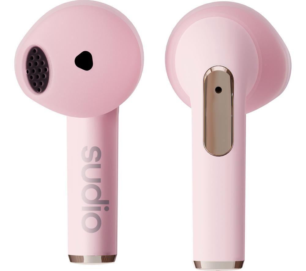 Sudio N2 Dusty Pink - Wireless Bluetooth Open Headphones, Multi-Point, Built-in Microphone for Calls, 30 Hours Battery Life with Charging Case, IPX4 Waterproof, USB-C, No Charging