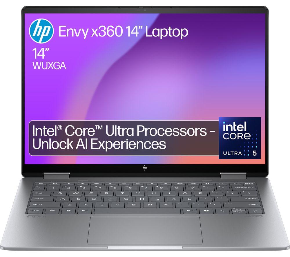 HP ENVY x360 14-fc0501na 14" 2 in 1 Laptop - Intel®Core Ultra 5, 512 GB SSD, Silver, Silver/Grey