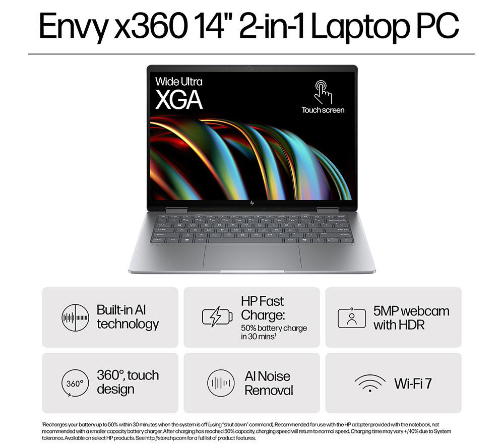 HP ENVY x360 14-fc0501na 14' 2 in 1 Laptop - Intel® Core™ Ultra 5, 512 GB SSD, Silver - image 5