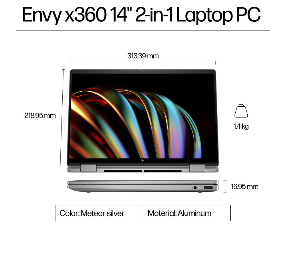 HP ENVY x360 14-fc0501na 14' 2 in 1 Laptop - Intel® Core™ Ultra 5, 512 GB SSD, Silver - image 12