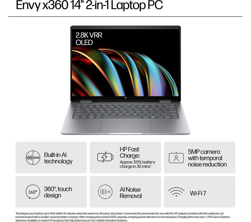 HP ENVY x360 14-fc0502na 14' 2 in 1 Laptop - Intel® Core™ Ultra 7, 1 TB SSD, Silver - image 5