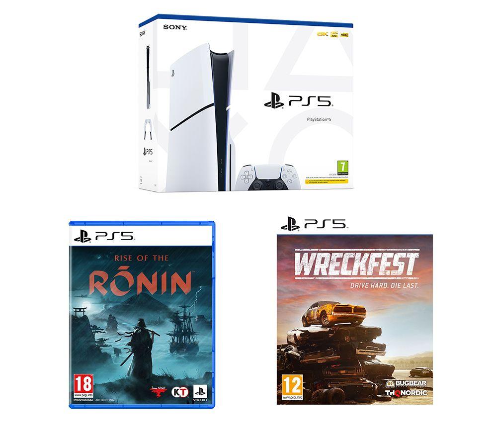SONY PlayStation 5 Model Group (Slim), Rise of The Ronin & Wreckfest Bundle, White