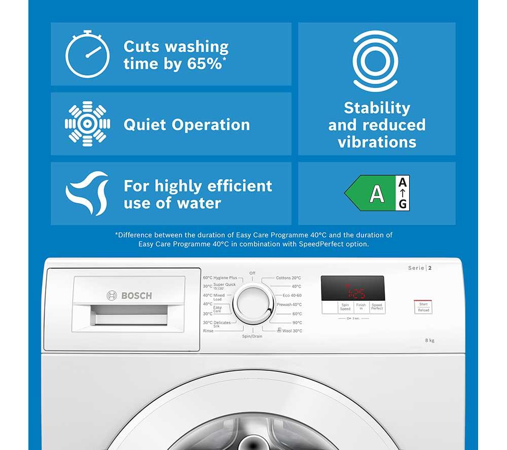 BOSCH Series 2 WGE03408GB 8 kg 1400 Spin Washing Machine - White image number 2 of 11
