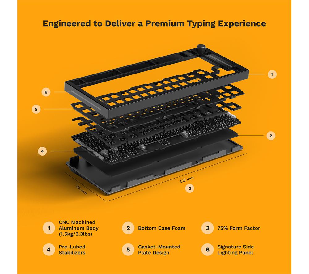 GLORIOUS GMMK PRO Prebuilt 75% Mechanical Gaming Keyboard - Black image number 5 of 10
