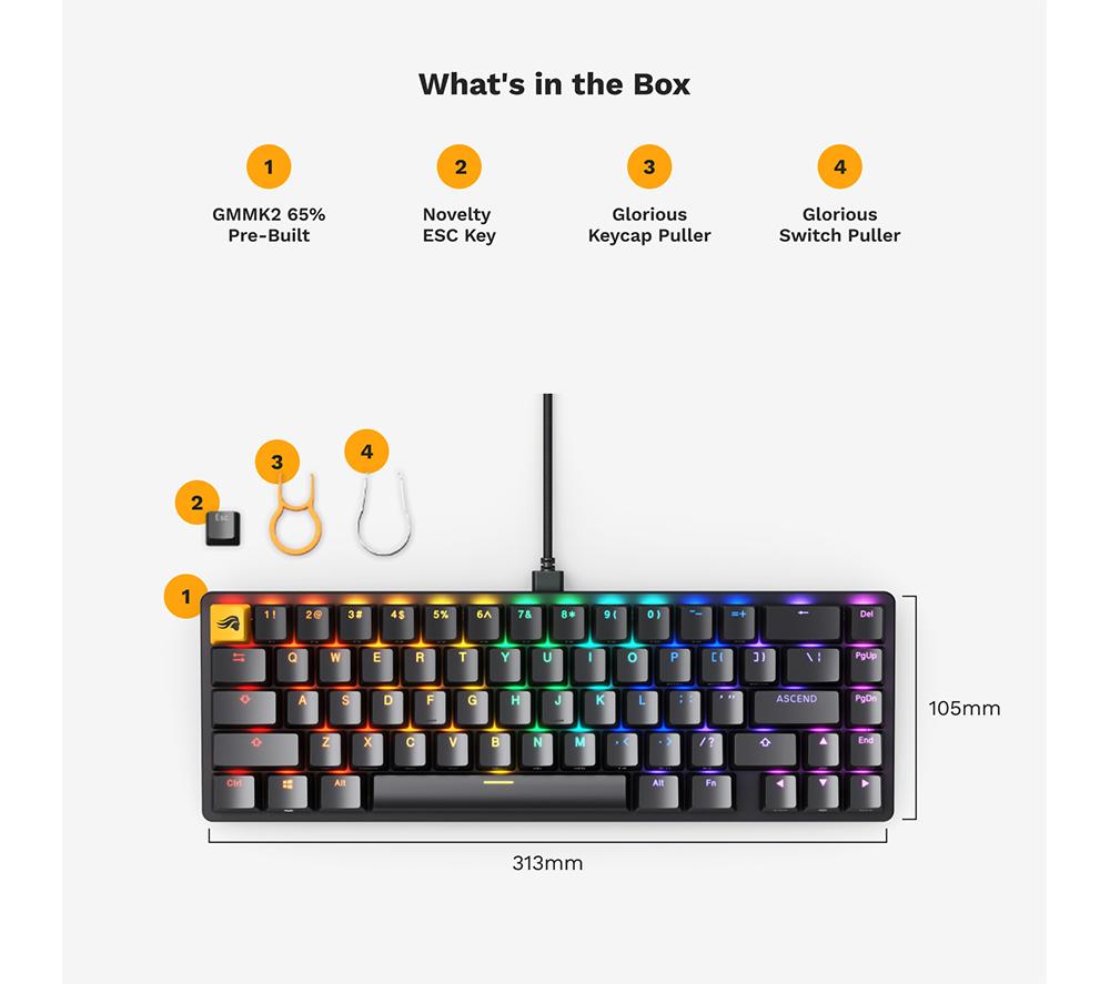 GLORIOUS GMMK 2 Prebuilt 65% Mechanical Gaming Keyboard - Black image number 22 of 23