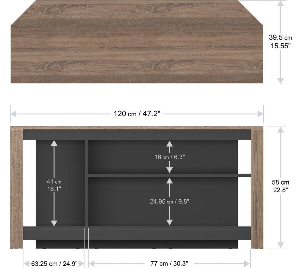 AVF Calibre Gaming 1200 mm TV Stand with Vertical Storage for up to 60" TVs - Rustic Sawn Oak & Black image number 9 of 11