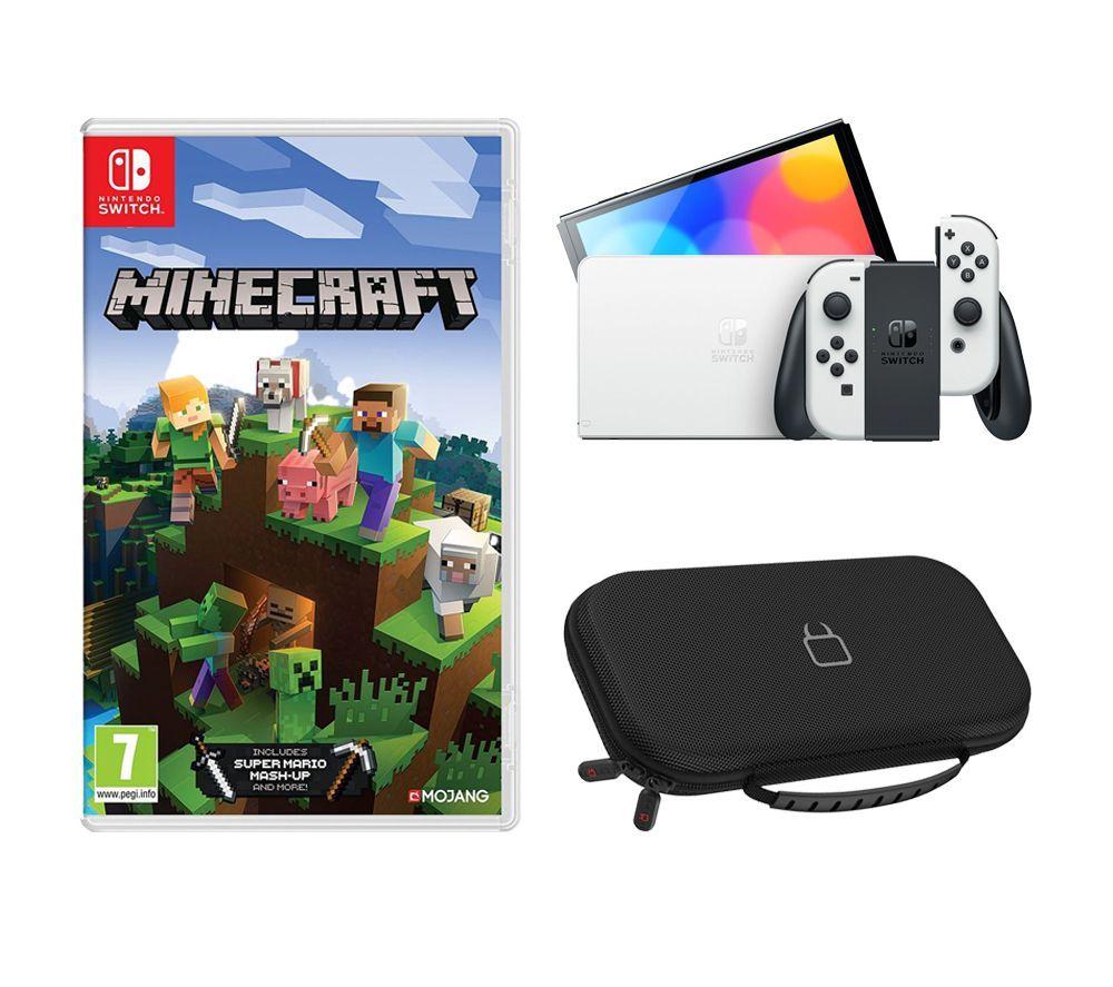 Nintendo Switch OLED White Console with Minecraft Game Bundle 