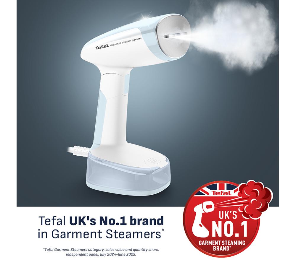TEFAL Access Steam Pocket DT3041 Clothes Steamer - White & Sky Blue image number 2 of 10