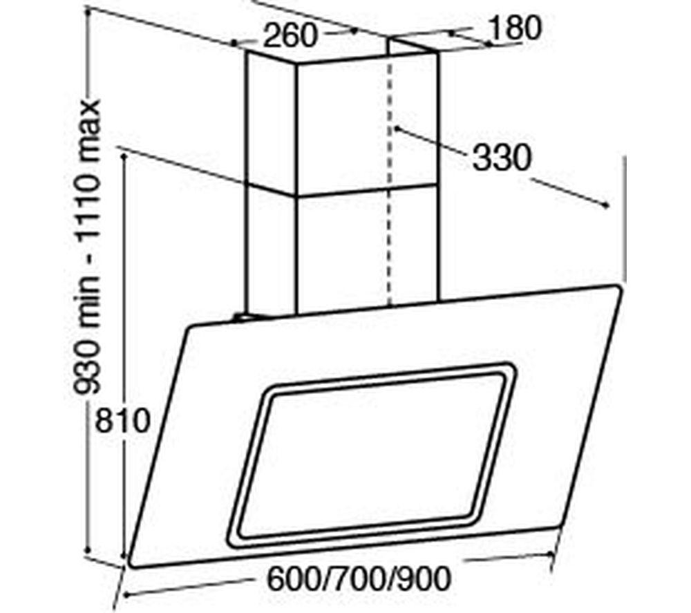 CDA EVA60BL Chimney Cooker Hood - Black image number 2 of 4