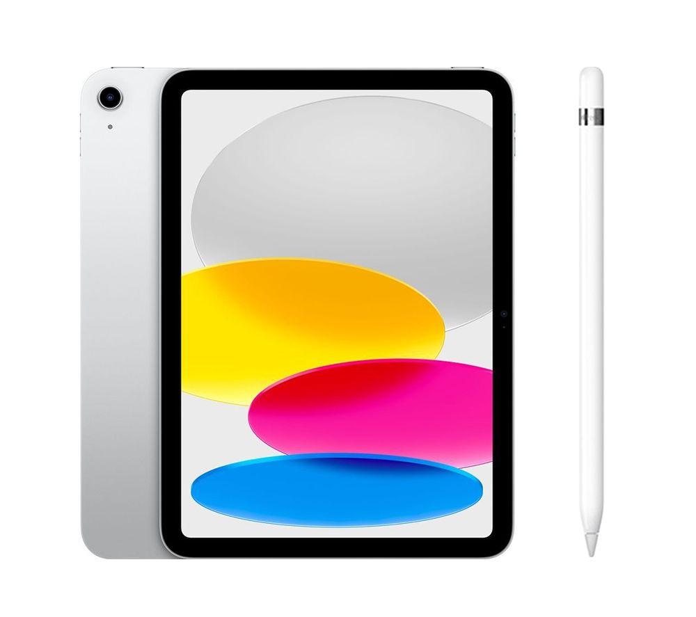 Apple 10.9 iPad (2022, 64 GB, Silver) & Pencil (1st Generation) Bundle, Silver/Grey