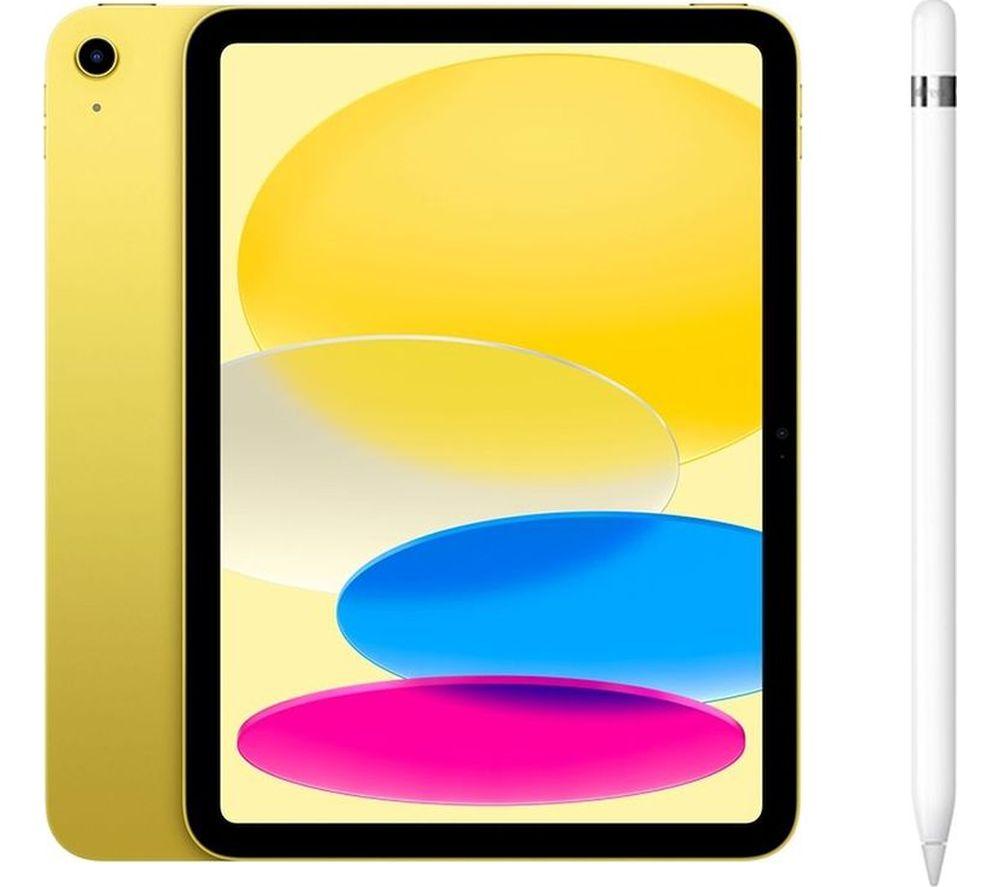 Apple 10.9 iPad Cellular (2022, 64 GB, Yellow) & Pencil (1st Generation) Bundle, Yellow