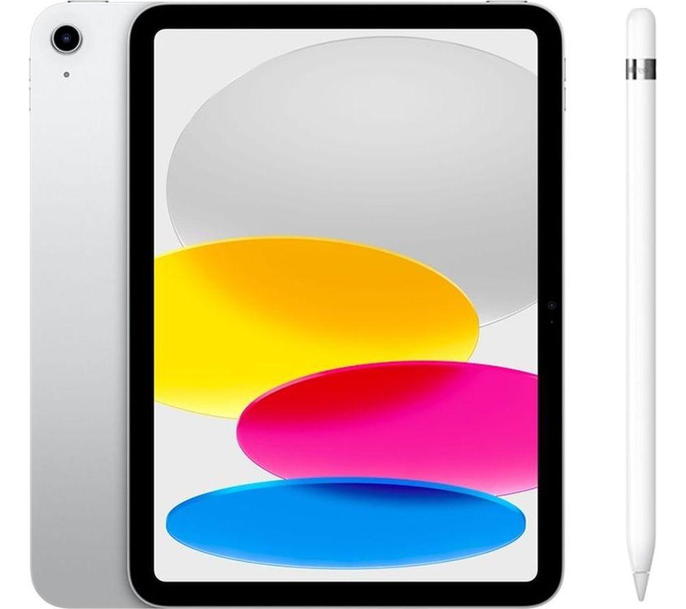 Apple 10.9 iPad Cellular (2022, 256 GB, Silver) & Pencil (1st Generation) Bundle, Silver/Grey