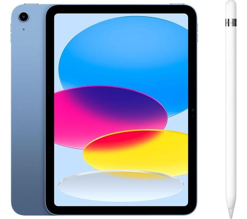 Apple 10.9” iPad Cellular (2022, 256 GB, Blue) & Pencil (1st Generation) Bundle, Blue