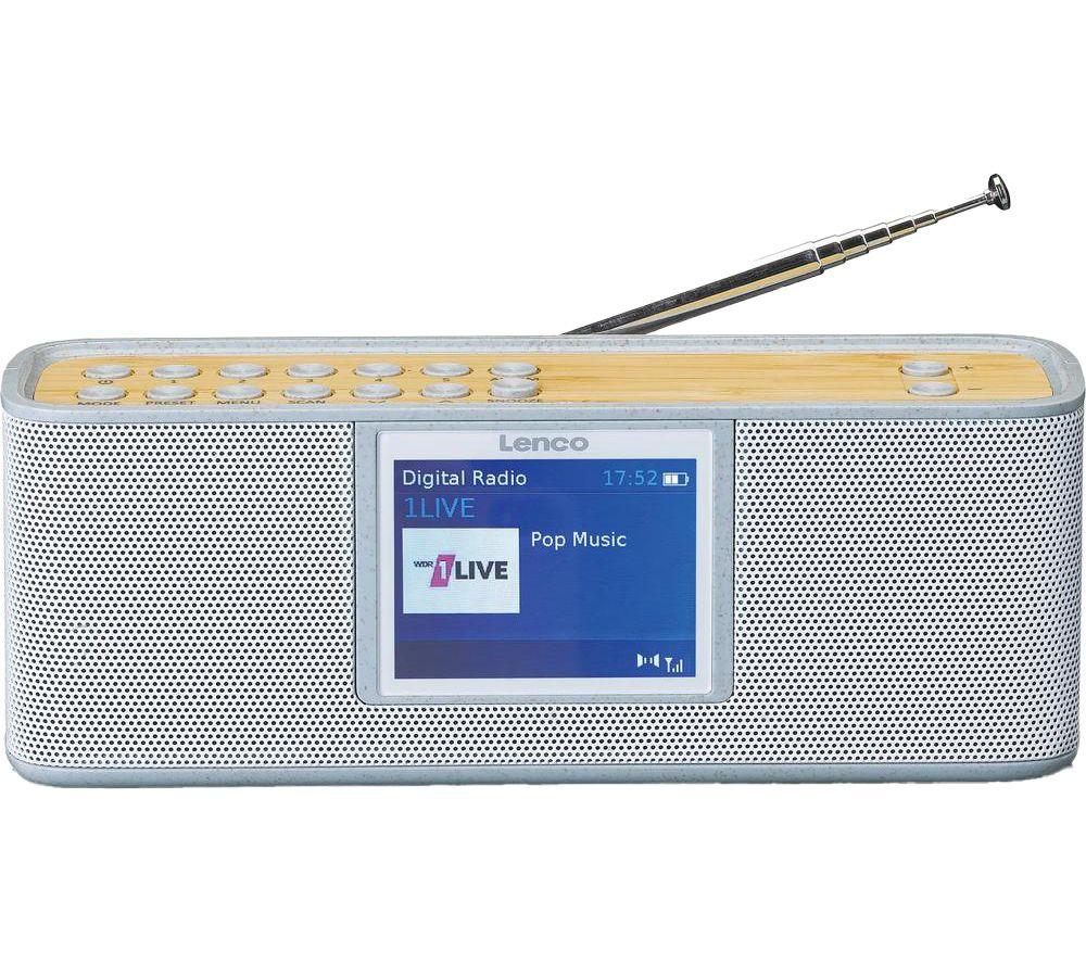 LENCO PDR-046GY Portable DAB+/FM Bluetooth Radio - White & Bamboo image number 2 of 8