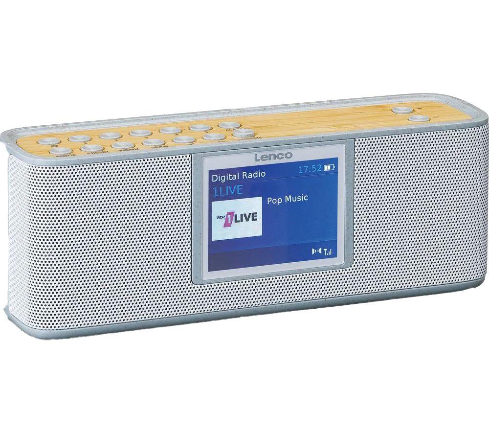 LENCO PDR-046GY Portable DAB+/FM Bluetooth Radio - White & Bamboo image number 3 of 8