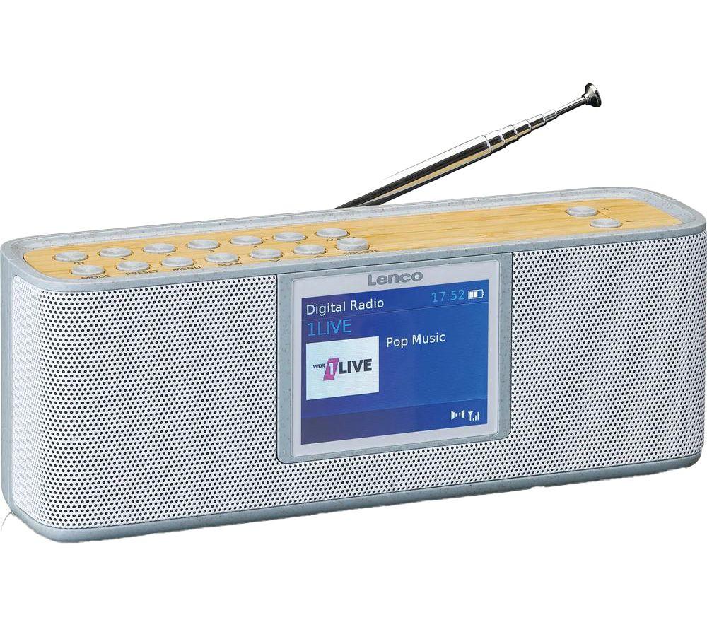 LENCO PDR-046GY Portable DAB+/FM Bluetooth Radio - White & Bamboo image number 4 of 8
