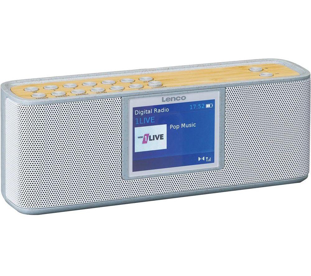 LENCO PDR-046GY Portable DAB+/FM Bluetooth Radio - White & Bamboo image number 5 of 8