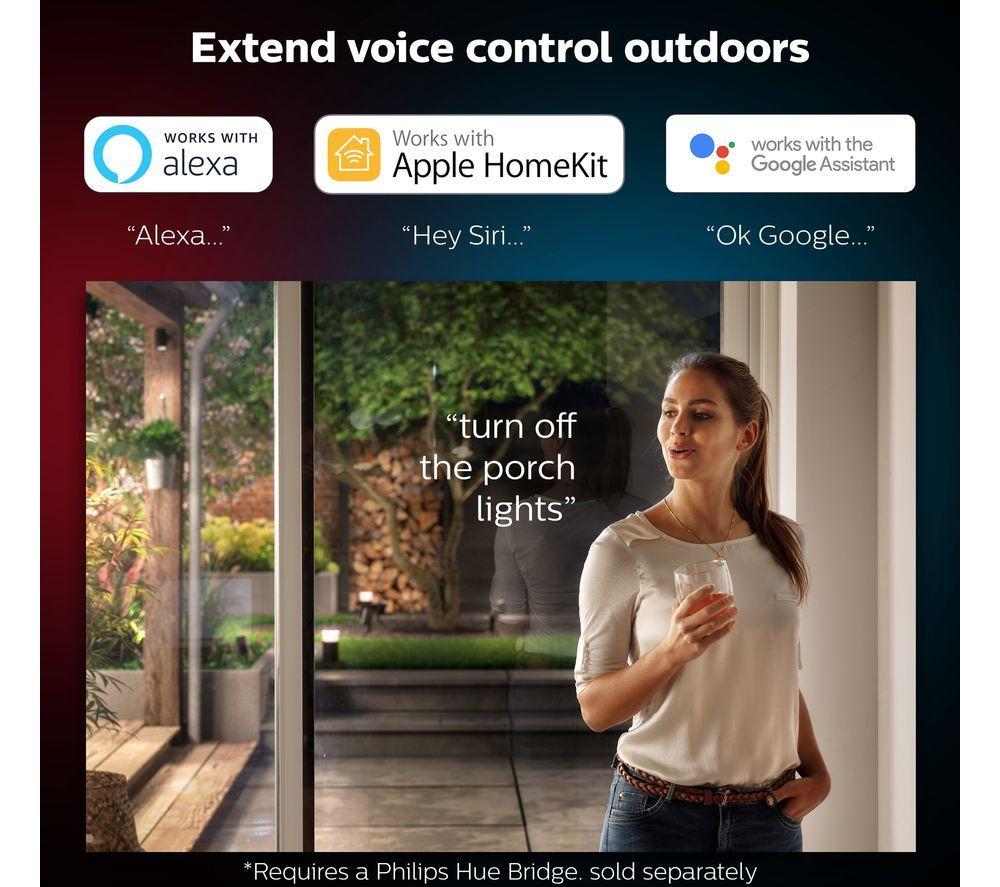 PHILIPS HUE Appear White & Colour Ambiance Smart Outdoor LED Wall Light - Black, Twin Pack image number 5 of 7