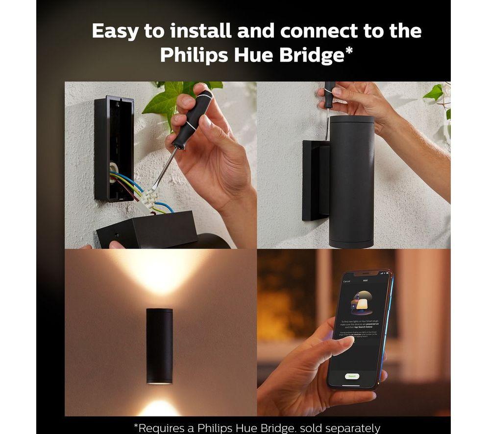 PHILIPS HUE Appear White & Colour Ambiance Smart Outdoor LED Wall Light - Black, Twin Pack image number 6 of 7