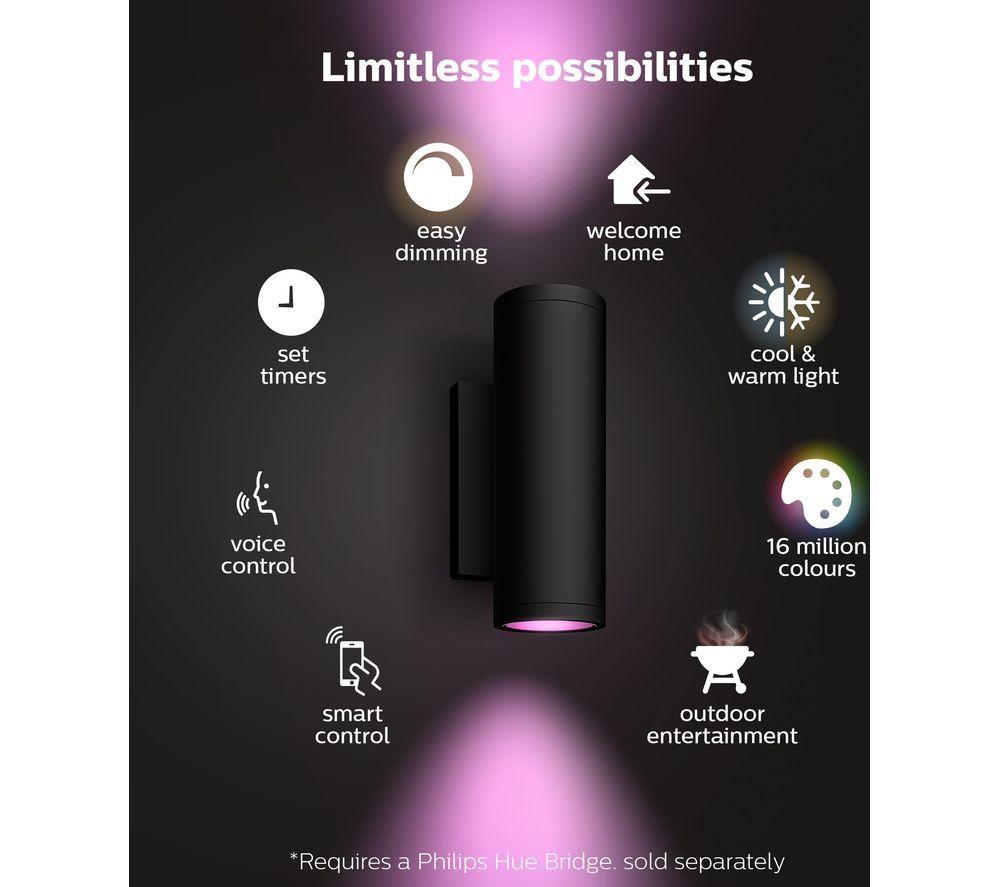 PHILIPS HUE Appear White & Colour Ambiance Smart Outdoor LED Wall Light - Black, Twin Pack image number 7 of 7