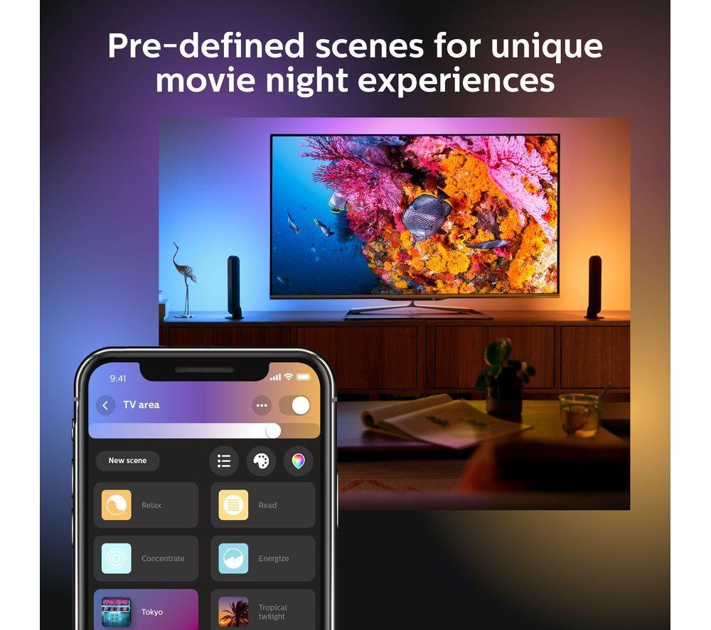PHILIPS HUE White and Colour Ambiance Play Light Bar Plus Starter Kit - Black, Twin Pack image number 5 of 10