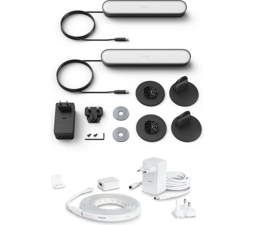 PHILIPS HUE Play White & Colour Ambiance Smart Light Bar Twin Pack with Lightstrip - Black & White image number 2 of 12